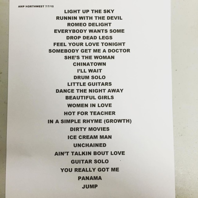 van halen 2015 tour setlist